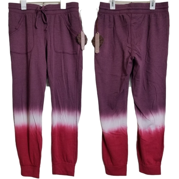 Knox Rose Pants - Knox Rose Pink Wine Ombre Tie Dye Lounge Joggers M